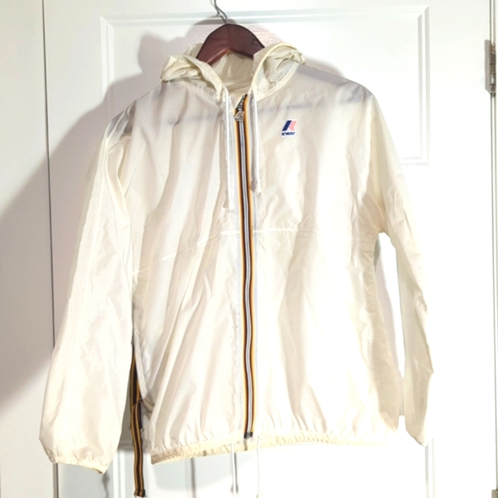 K-Way White Rain Jacket with Hood